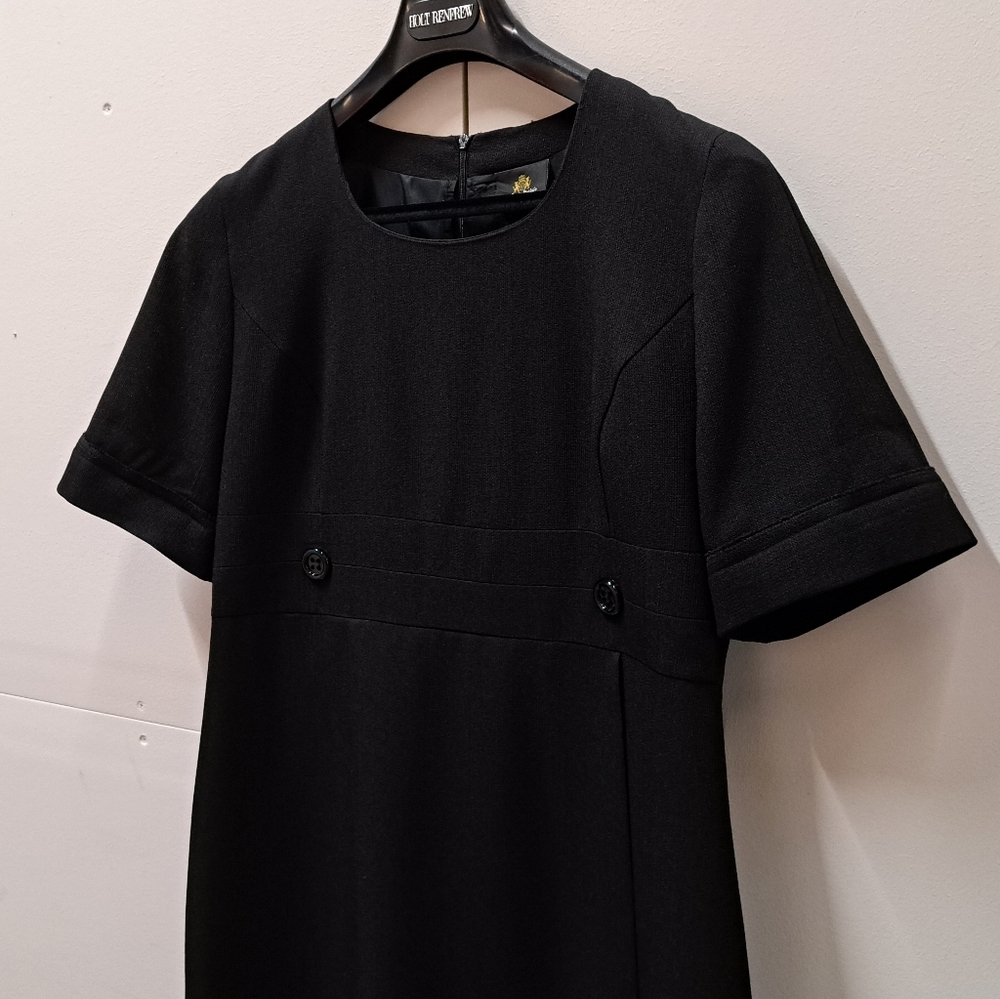 El Cortes Ingles Women's Dress Shift Midi Vintage Black Short Sleeve Size Medium - Picture 3 of 11
